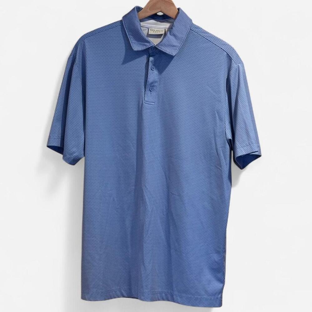 Rorie Whelan Golf Men’s Performance Polo Shirt - Blue Polka Dot - Size M